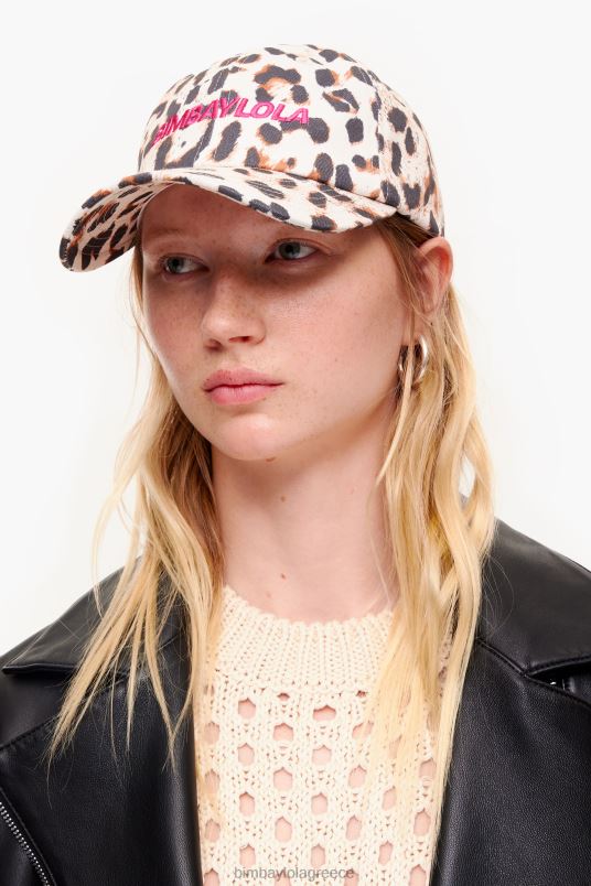 αξεσουάρ Bimba Y Lola βαμβακερό καπάκι με στάμπα λεοπάρ L2L28867 φυσικός