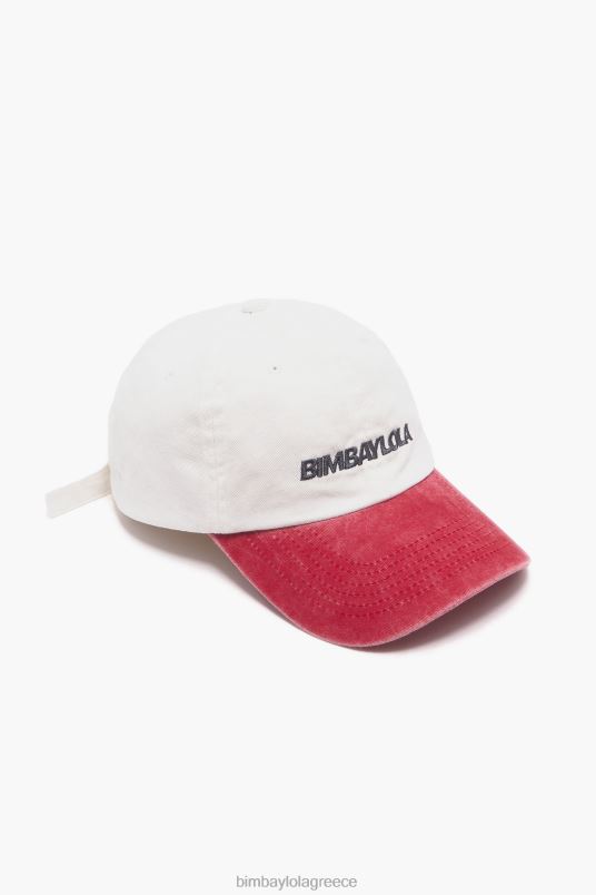 αξεσουάρ Bimba Y Lola δίχρωμο βαμβακερό καπάκι L2L28872 άσπρο