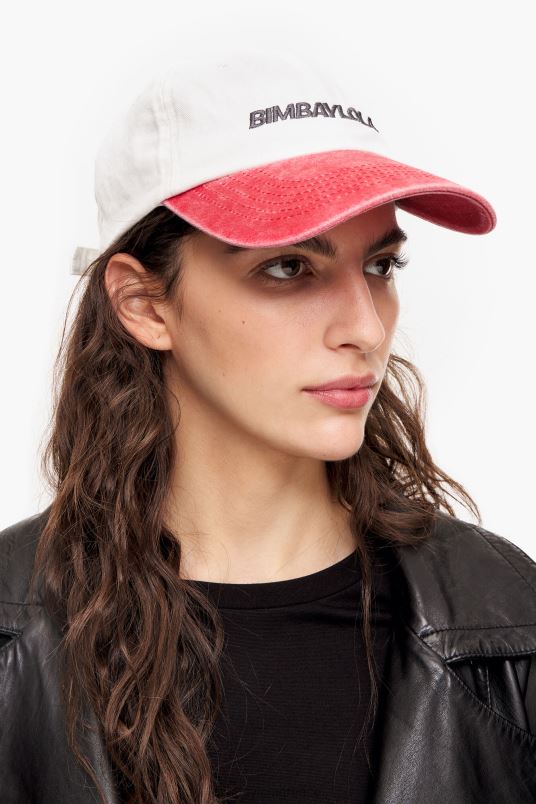 αξεσουάρ Bimba Y Lola δίχρωμο βαμβακερό καπάκι L2L28872 άσπρο