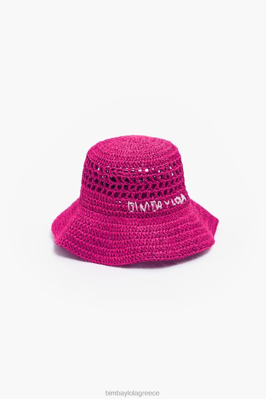 αξεσουάρ Bimba Y Lola καπέλο κουβά raffia L2L281204 ροζ