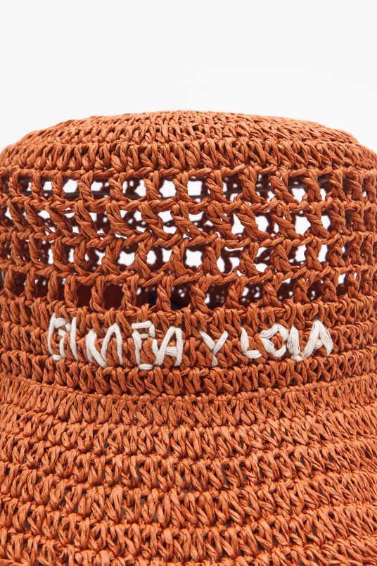 αξεσουάρ Bimba Y Lola καπέλο κουβά raffia L2L281205 πορτοκάλι