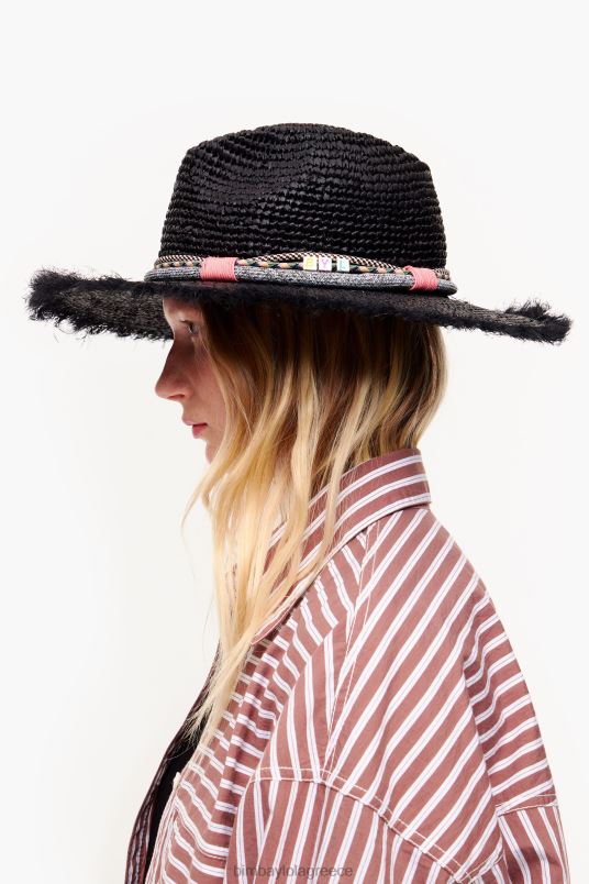 αξεσουάρ Bimba Y Lola καπέλο raffia L2L28864 μαύρος