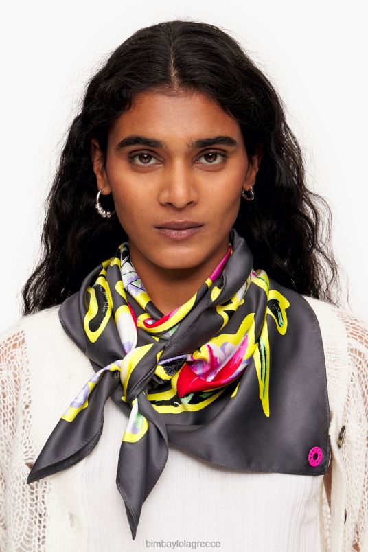 αξεσουάρ Bimba Y Lola σκούρο φλοράλ κασκόλ L2L28604 γκρί