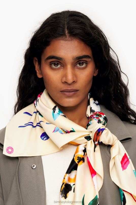 αξεσουάρ Bimba Y Lola φλοράλ κασκόλ L2L28605 κρέμα