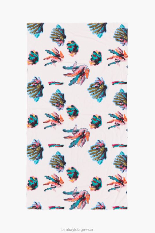 αξεσουάρ Bimba Y Lola βαμβακερό σαρόνγκ με μακριά στάμπα L2L28609 κοράλλι