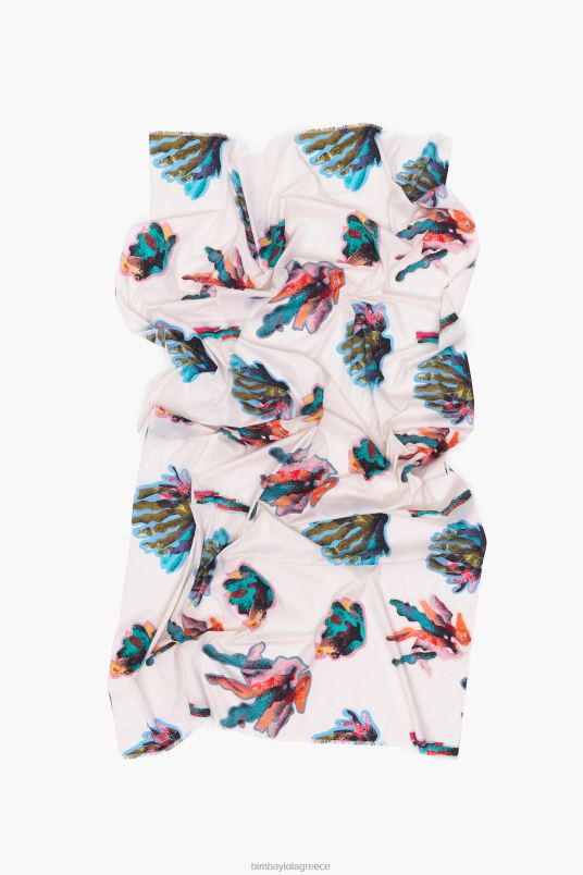 αξεσουάρ Bimba Y Lola βαμβακερό σαρόνγκ με μακριά στάμπα L2L28609 κοράλλι