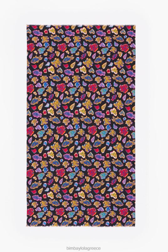 αξεσουάρ Bimba Y Lola μακρύ βαμβακερό σαρόνγκ θαλάσσης L2L28610 μαύρος