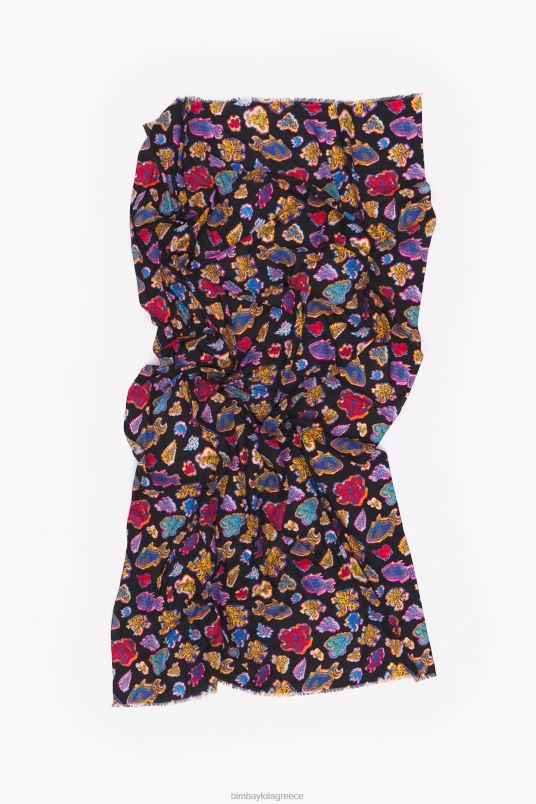 αξεσουάρ Bimba Y Lola μακρύ βαμβακερό σαρόνγκ θαλάσσης L2L28610 μαύρος