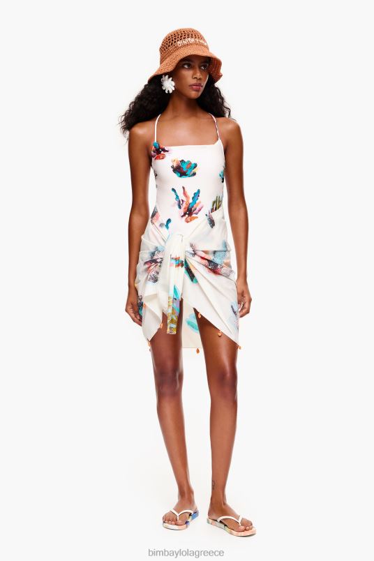 αξεσουάρ Bimba Y Lola κοντό βαμβακερό σαρόνγκ L2L28611 κοράλλι