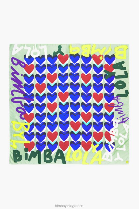 αξεσουάρ Bimba Y Lola καρδιές γκράφιτι λογότυπο κασκόλ L2L28613 μέντα