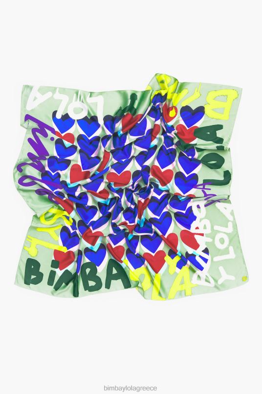 αξεσουάρ Bimba Y Lola καρδιές γκράφιτι λογότυπο κασκόλ L2L28613 μέντα