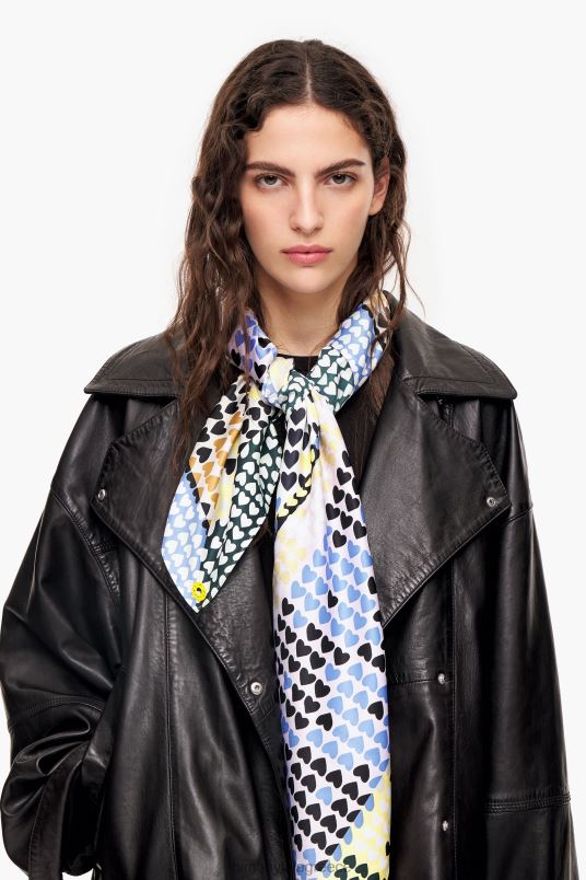 αξεσουάρ Bimba Y Lola γεωμετρικές καρδιές κασκόλ L2L28620 ωχρό κίτρινο