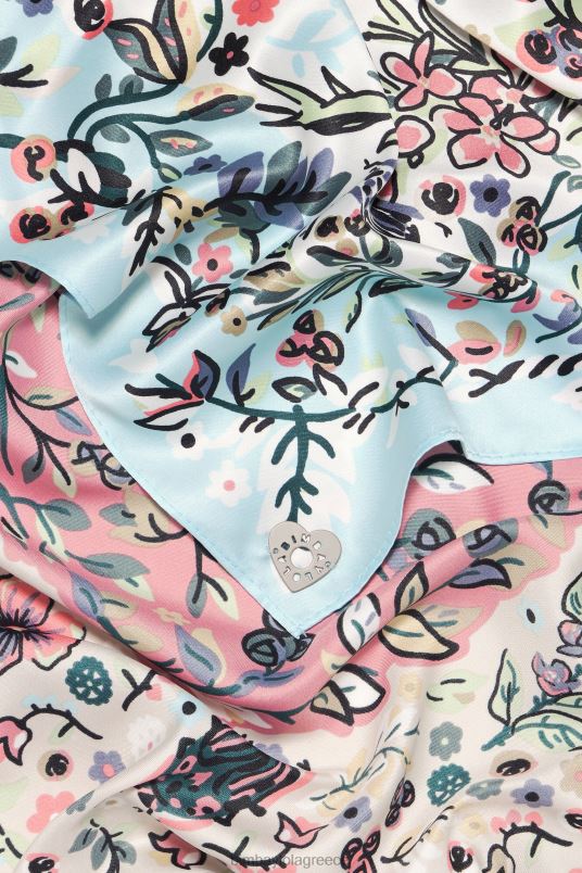 αξεσουάρ Bimba Y Lola λουλούδια ζώα μαντίλι L2L28621 υπόλευκο