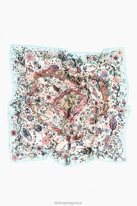 αξεσουάρ Bimba Y Lola λουλούδια ζώα μαντίλι L2L28621 υπόλευκο