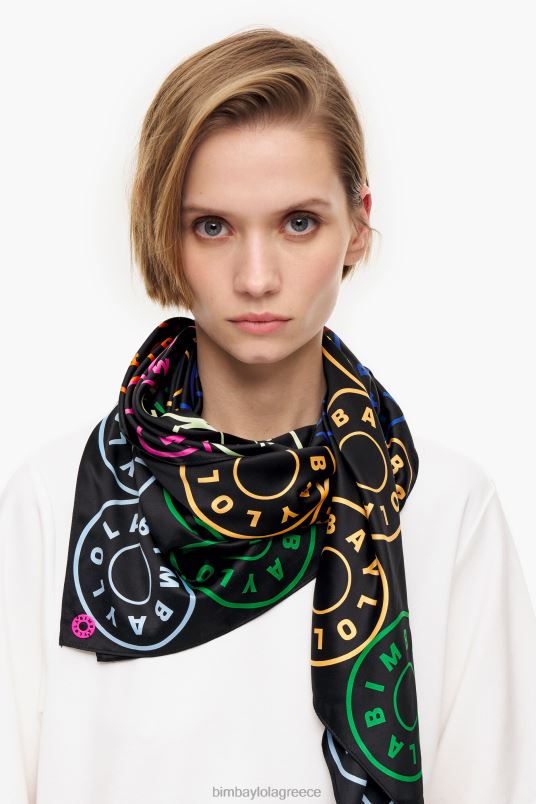 αξεσουάρ Bimba Y Lola κασκόλ με λογότυπα L2L28626 μαύρος