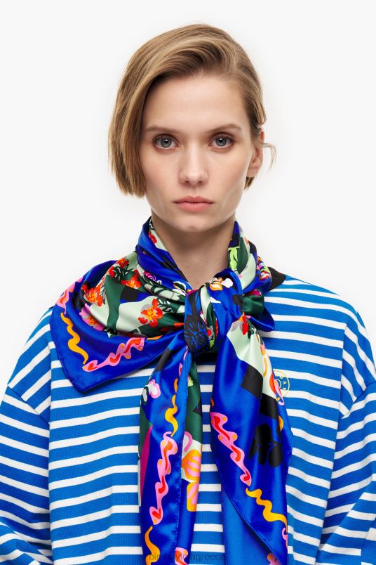 αξεσουάρ Bimba Y Lola γεωμετρικά λουλούδια και λογότυπο κασκόλ L2L28628 μπλε