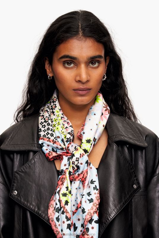 αξεσουάρ Bimba Y Lola γεωμετρικό φλοράλ κασκόλ L2L28629 άσπρο