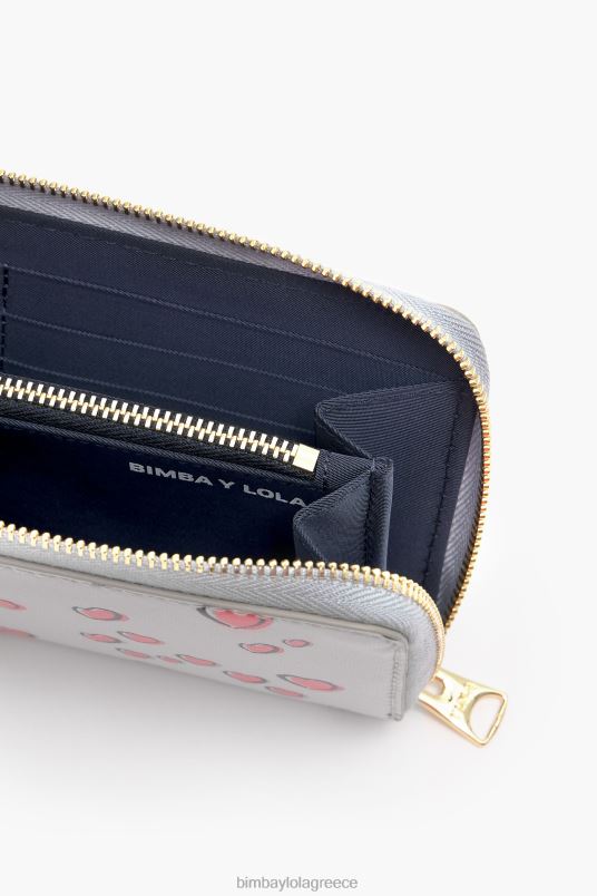 αξεσουάρ Bimba Y Lola ελαφρύ δερμάτινο πορτοφόλι με μικρές καρδιές L2L281065 γκρί