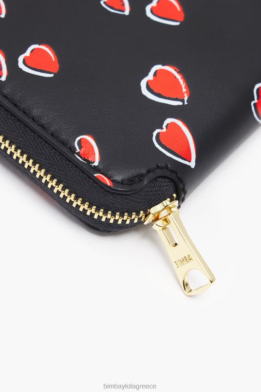αξεσουάρ Bimba Y Lola δερμάτινο πορτοφόλι με μικρές καρδιές L2L281066 μαύρος