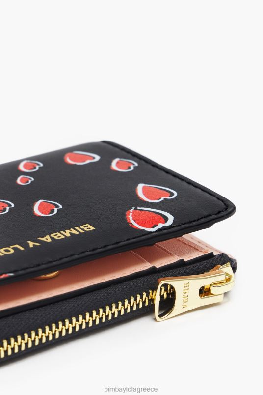 αξεσουάρ Bimba Y Lola δερμάτινο τσαντάκι με μικρές καρδιές L2L281002 μαύρος