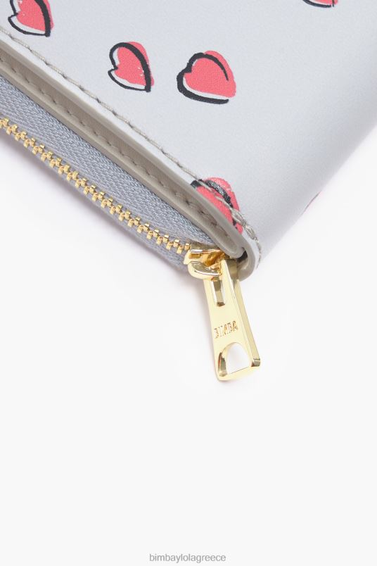 αξεσουάρ Bimba Y Lola δερμάτινο τσαντάκι με μικρές καρδιές L2L281010 γκρί