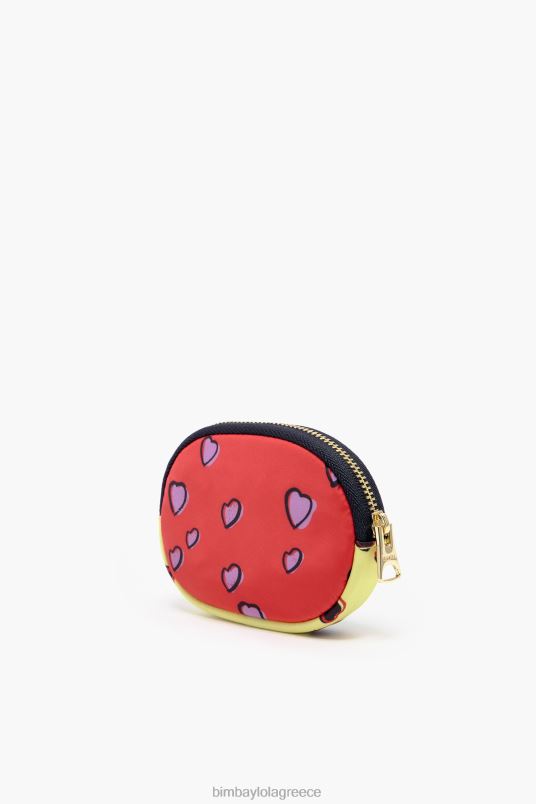αξεσουάρ Bimba Y Lola τσαντάκι νομισμάτων με τύπωμα καρδιές L2L281027 οβάλ πράσινο