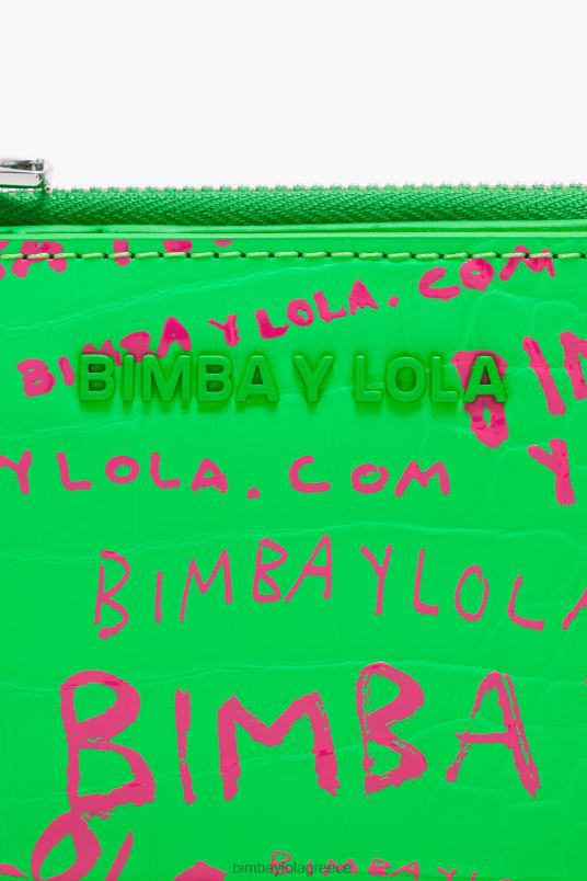 αξεσουάρ Bimba Y Lola ορθογώνιο πορτοφόλι με τύπωμα κροκόδειλου L2L281037 πράσινος