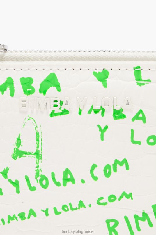 αξεσουάρ Bimba Y Lola ορθογώνιο πορτοφόλι με τύπωμα κροκόδειλου L2L281039 άσπρο