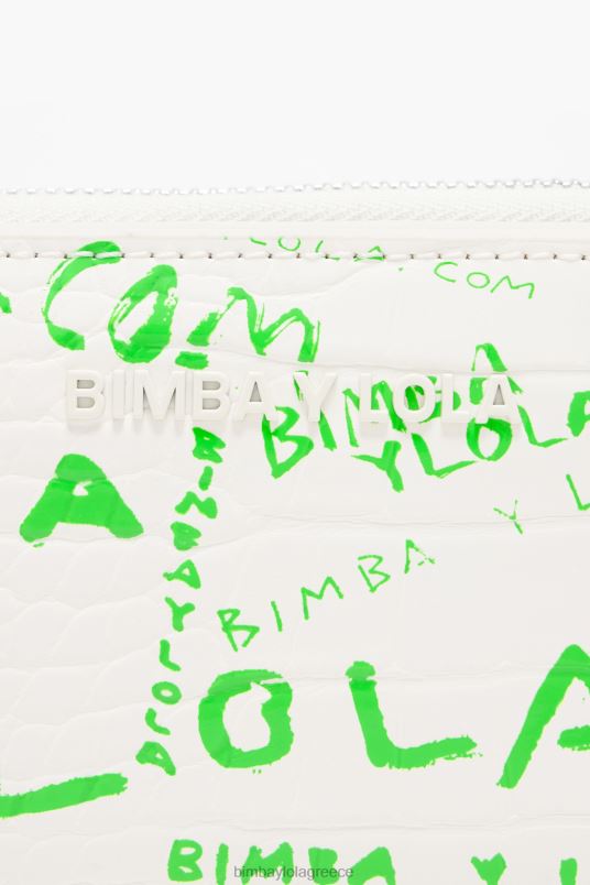 αξεσουάρ Bimba Y Lola πορτοφόλι με στάμπα κροκόδειλου L2L281043 άσπρο