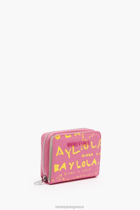 αξεσουάρ Bimba Y Lola πορτοφόλι με στάμπα κροκόδειλου L2L281044 ροζ