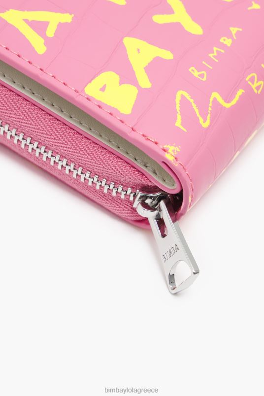 αξεσουάρ Bimba Y Lola πορτοφόλι με στάμπα κροκόδειλου L2L281044 ροζ