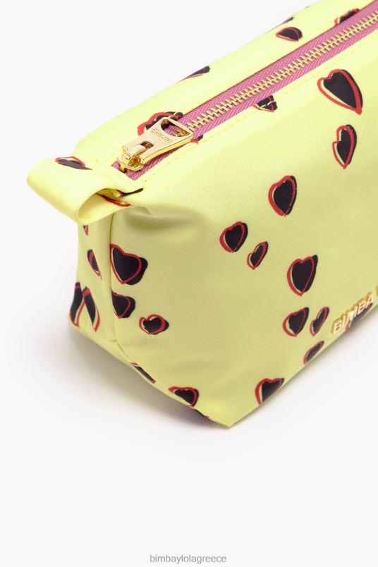 αξεσουάρ Bimba Y Lola μικρή τραπεζοθήκη μακιγιάζ με στάμπα καρδιές L2L281078 κίτρινος