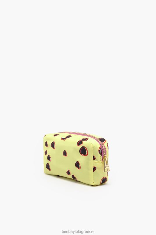 αξεσουάρ Bimba Y Lola μικρή ορθογώνια θήκη μακιγιάζ με στάμπα καρδιές L2L281081 κίτρινος