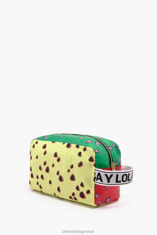 αξεσουάρ Bimba Y Lola μεγάλη ορθογώνια θήκη μακιγιάζ με στάμπα καρδιές L2L281086 κίτρινος