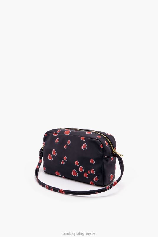 αξεσουάρ Bimba Y Lola μεσαία ορθογώνια θήκη μακιγιάζ με στάμπα καρδιές L2L281089 μαύρος