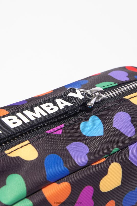 αξεσουάρ Bimba Y Lola καρδιές στάμπα νάιλον θήκη μακιγιάζ μισού φεγγαριού L2L281118 μαύρος