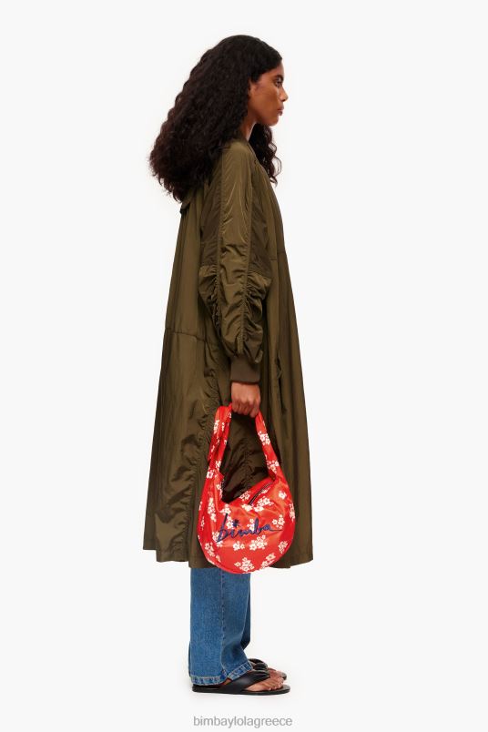 αξεσουάρ Bimba Y Lola ακρυλικά λουλούδια νάιλον τσάντα κουβά L2L28121 το κόκκινο