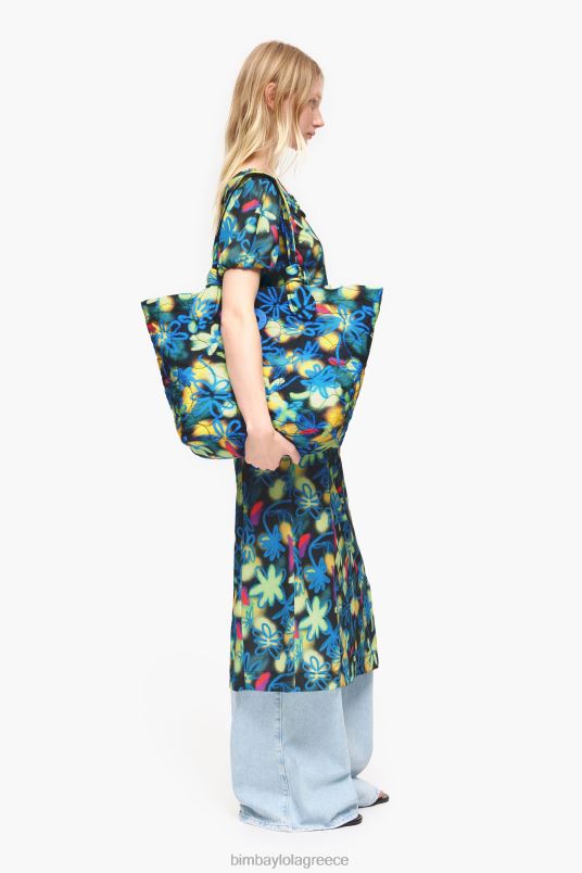 αξεσουάρ Bimba Y Lola νάιλον τσάντα για λουλούδια γκράφιτι L2L28132 μπλε