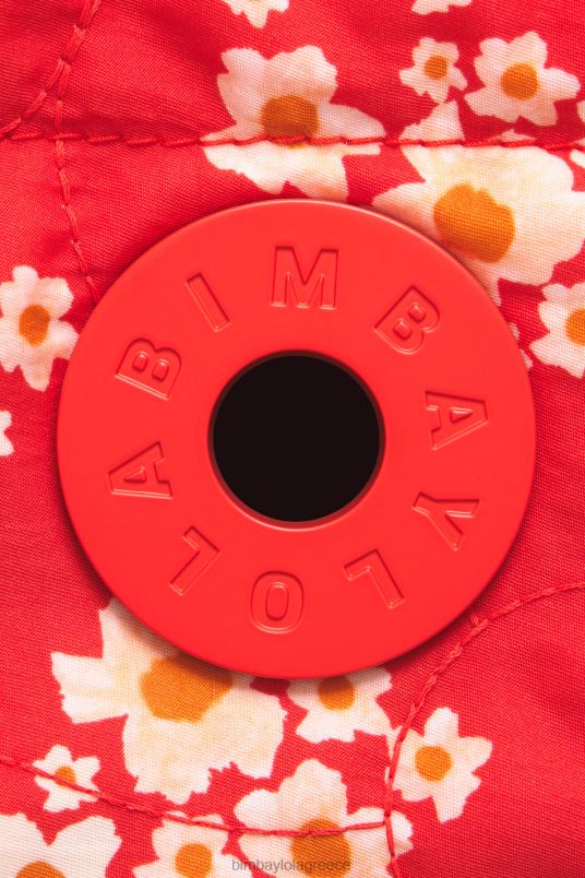 αξεσουάρ Bimba Y Lola νάιλον τσάντα με ακρυλικά λουλούδια L2L28133 το κόκκινο