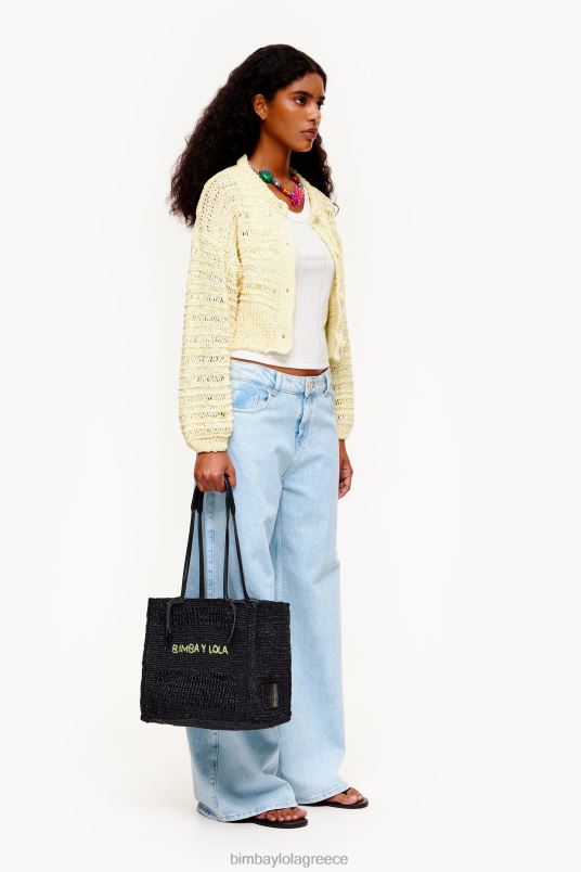 αξεσουάρ Bimba Y Lola raffia tote bag L2L28115 μαύρος