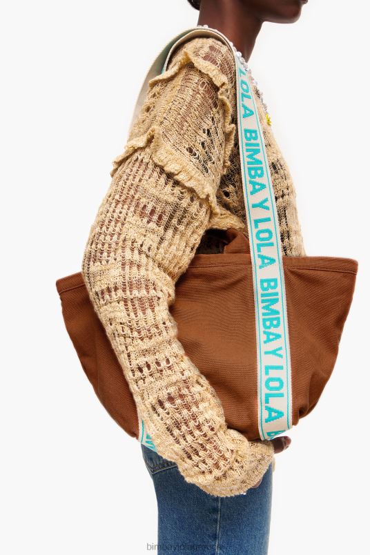 αξεσουάρ Bimba Y Lola πάνινη τσάντα shopper L2L2885 βυρσοδέψω