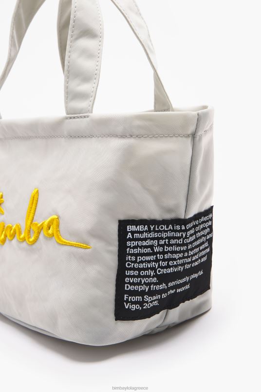 αξεσουάρ Bimba Y Lola μίνι τσάντα τραπεζίου νάιλον L2L28158 γκρι του πάγου