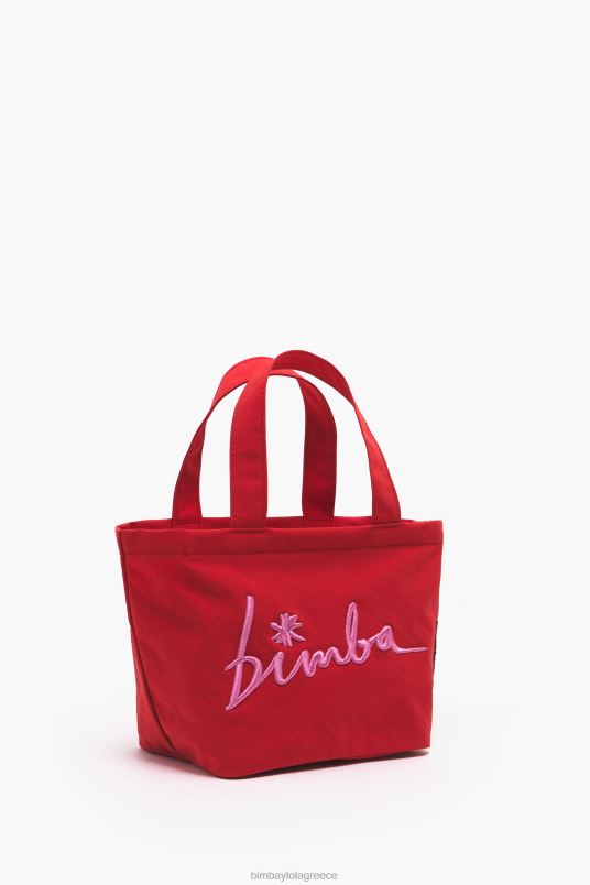 αξεσουάρ Bimba Y Lola μίνι τσάντα τραπεζίου νάιλον L2L28159 το κόκκινο