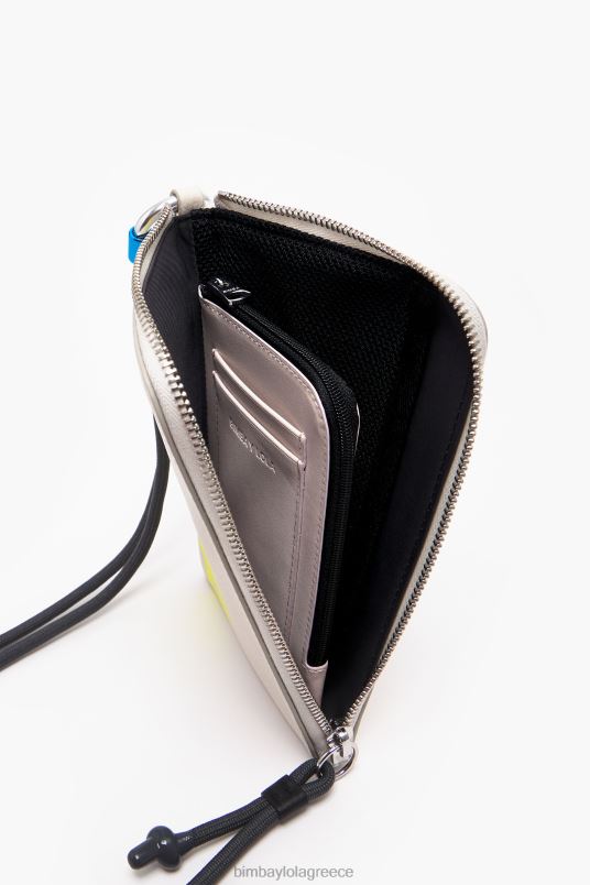 αξεσουάρ Bimba Y Lola δερμάτινη παραλληλόγραμμη μίνι τσάντα L2L28163 υπόλευκο