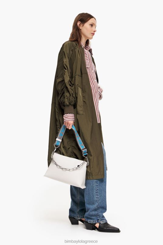 αξεσουάρ Bimba Y Lola δερμάτινη τσάντα τραπεζίου L2L2844 υπόλευκο