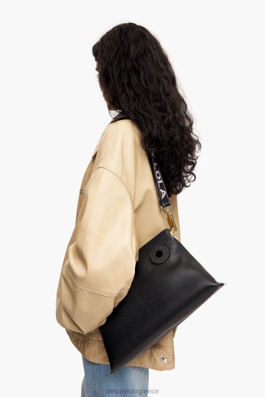 αξεσουάρ Bimba Y Lola δερμάτινη τσάντα τραπεζίου L2L2846 μαύρος