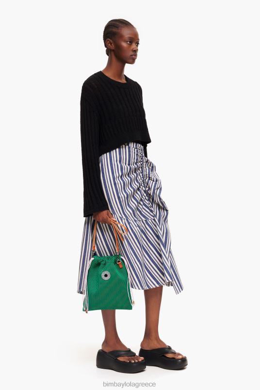 αξεσουάρ Bimba Y Lola πλεκτή τσάντα κουβά L2L2889 πράσινος