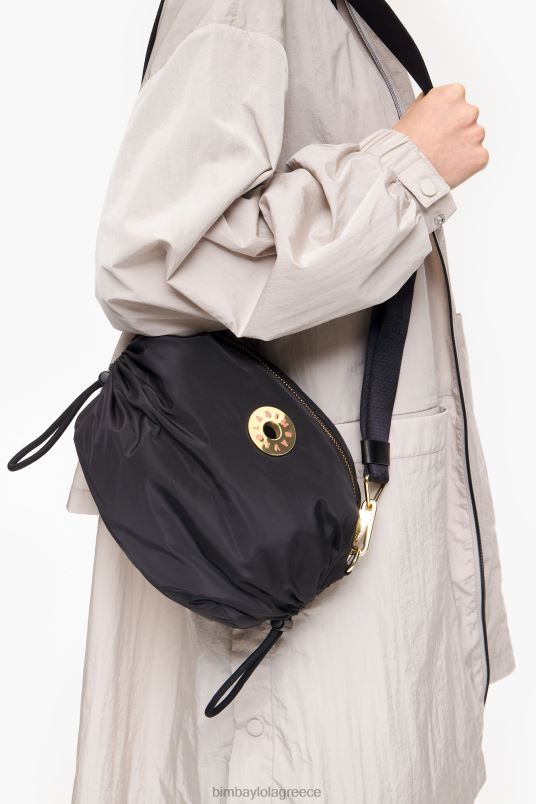 αξεσουάρ Bimba Y Lola νάιλον μαζεμένη χιαστί τσάντα L2L2890 μαύρος