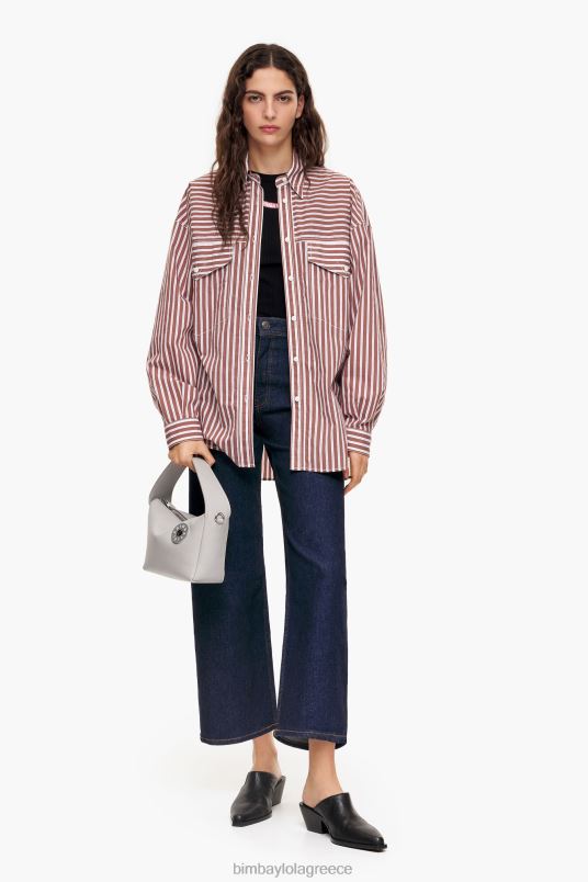 αξεσουάρ Bimba Y Lola δερμάτινη τσάντα hobo L2L2850 γκρί