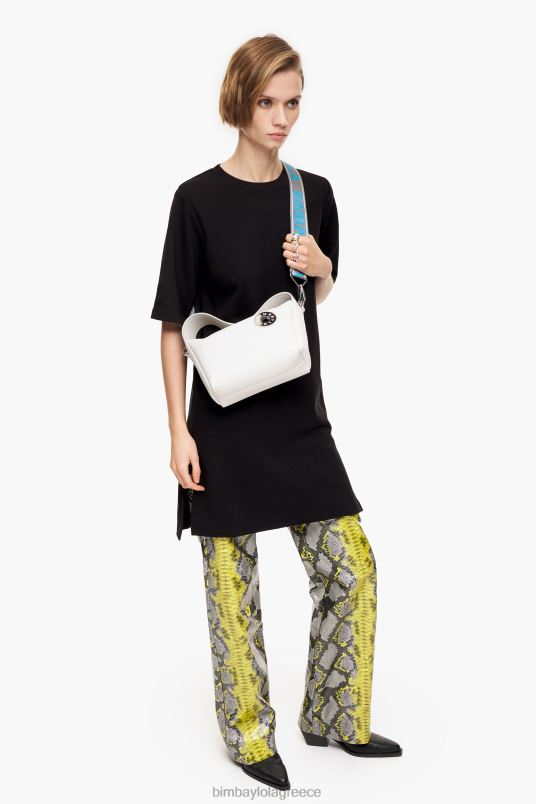 αξεσουάρ Bimba Y Lola δερμάτινη τσάντα hobo L2L2852 άσπρο